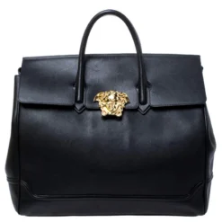 Versace Black Leather Palazzo Empire Tote For Men