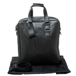Versace Black Leather Medusa Vertical Briefcase Tote For Men -Versace Official Website luxury men versace used bags p255281 004
