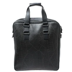 Versace Black Leather Medusa Vertical Briefcase Tote For Men -Versace Official Website luxury men versace used bags p255281 005
