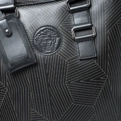 Versace Black Leather Medusa Vertical Briefcase Tote For Men -Versace Official Website luxury men versace used bags p255281 007