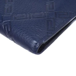 Versace Blue Greca Embossed Leather Bifold Wallet For Men -Versace Official Website luxury men versace used bags p267725 011