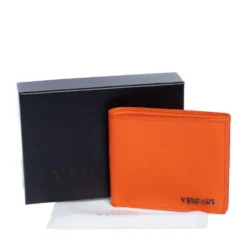 Versace Neon Orange Leather Bifold Wallet For Men -Versace Official Website luxury men versace used bags p321566 001