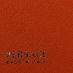 Versace Neon Orange Leather Bifold Wallet For Men -Versace Official Website luxury men versace used bags p321566 004