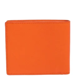 Versace Neon Orange Leather Bifold Wallet For Men -Versace Official Website luxury men versace used bags p321566 006