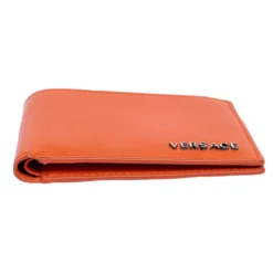 Versace Neon Orange Leather Bifold Wallet For Men -Versace Official Website luxury men versace used bags p321566 011