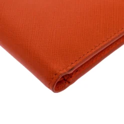 Versace Neon Orange Leather Bifold Wallet For Men -Versace Official Website luxury men versace used bags p321566 012