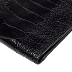 Versace Black Ostrich Leg Bifold Wallet For Men -Versace Official Website luxury men versace used bags p384000 007