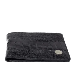 Versace Black Ostrich Leg Bifold Wallet For Men -Versace Official Website luxury men versace used bags p384000 009