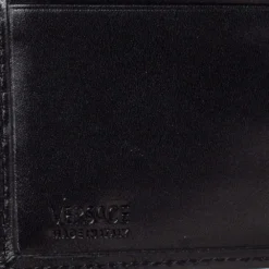 Versace Black Ostrich Leg Bifold Wallet For Men -Versace Official Website luxury men versace used bags p384000 010