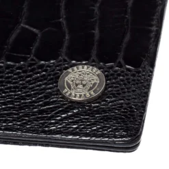 Versace Black Ostrich Leg Bifold Wallet For Men -Versace Official Website luxury men versace used bags p384000 011