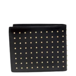 Versace Black Studded Patent Leather Medusa Bifold Wallet For Men -Versace Official Website luxury men versace used bags p394096 001