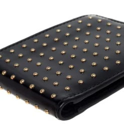 Versace Black Studded Patent Leather Medusa Bifold Wallet For Men -Versace Official Website luxury men versace used bags p394096 007