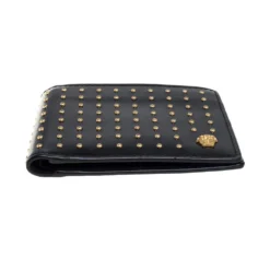Versace Black Studded Patent Leather Medusa Bifold Wallet For Men -Versace Official Website luxury men versace used bags p394096 009