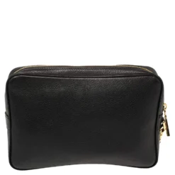 Versace Black Leather Perforated Medusa Wristlet Clutch For Men -Versace Official Website luxury men versace used bags p394714 002