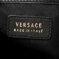 Versace Black Leather Perforated Medusa Wristlet Clutch For Men -Versace Official Website luxury men versace used bags p394714 006