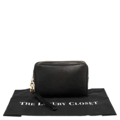 Versace Black Leather Perforated Medusa Wristlet Clutch For Men -Versace Official Website luxury men versace used bags p394714 007