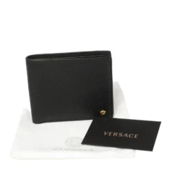 Versace Black Leather Medusa Bifold Wallet For Men -Versace Official Website luxury men versace used bags p450660 001