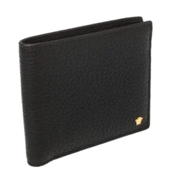 Versace Black Leather Medusa Bifold Wallet For Men -Versace Official Website luxury men versace used bags p450660 005