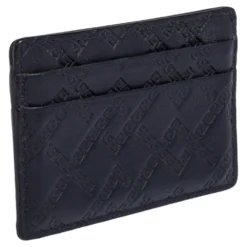 Versace Navy Blue Embossed Signature Leather Card Holder For Men -Versace Official Website luxury men versace used bags p495196 001