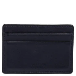 Versace Navy Blue Embossed Signature Leather Card Holder For Men -Versace Official Website luxury men versace used bags p495196 002