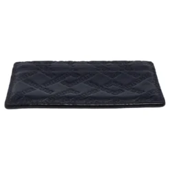 Versace Navy Blue Embossed Signature Leather Card Holder For Men -Versace Official Website luxury men versace used bags p495196 003