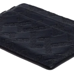 Versace Navy Blue Embossed Signature Leather Card Holder For Men -Versace Official Website luxury men versace used bags p495196 005