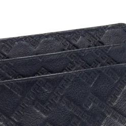Versace Navy Blue Embossed Signature Leather Card Holder For Men -Versace Official Website luxury men versace used bags p495196 008