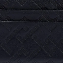Versace Navy Blue Embossed Signature Leather Card Holder For Men -Versace Official Website luxury men versace used bags p495196 013