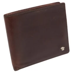 Versace Brown Leather Medusa Bifold Wallet For Men -Versace Official Website luxury men versace used bags p518576 008