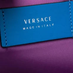 Versace Azure Blue Nylon La Medusa Messenger Bag For Men -Versace Official Website luxury men versace used bags p530218 004
