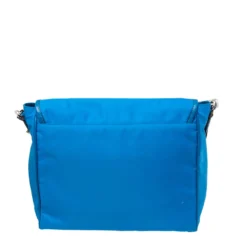 Versace Azure Blue Nylon La Medusa Messenger Bag For Men -Versace Official Website luxury men versace used bags p530218 005