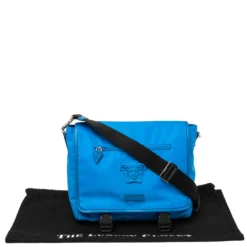 Versace Azure Blue Nylon La Medusa Messenger Bag For Men -Versace Official Website luxury men versace used bags p530218 007
