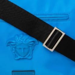 Versace Azure Blue Nylon La Medusa Messenger Bag For Men -Versace Official Website luxury men versace used bags p530218 009