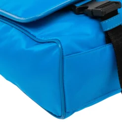 Versace Azure Blue Nylon La Medusa Messenger Bag For Men -Versace Official Website luxury men versace used bags p530218 012