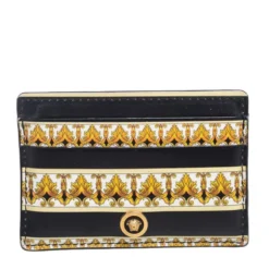 Versace Multicolor Leather Printed Card Case For Men