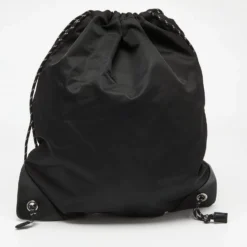 Versace Black Nylon And Leather La Medusa Drawstring Backpack For Men -Versace Official Website luxury men versace used bags p669683 008