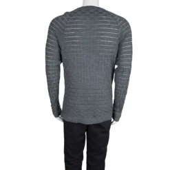 Versace Collection Grey Geometric Pattern Crew Neck Sweater XL For Men -Versace Official Website luxury men versace used clothes p101178 003