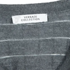 Versace Collection Grey Geometric Pattern Crew Neck Sweater XL For Men -Versace Official Website luxury men versace used clothes p101178 005