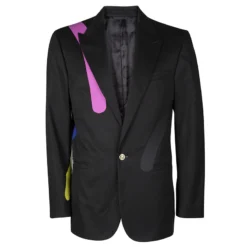 Versace Black Cotton Paint Stripe Detail Tailor Made Blazer XXL For Men