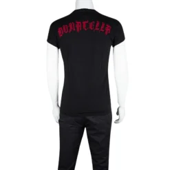 Gianni Versace Black Donatella Print Crew Neck T-Shirt M For Men -Versace Official Website luxury men versace used clothes p118084 003