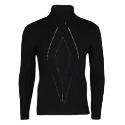 Gianni Versace Black Wool Ribbed Turtle Neck Sweater L For Men