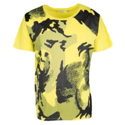 Versace Collection Yellow Camouflage Print Short Sleeve Cotton T-Shirt XXL For Men