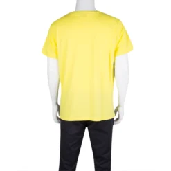 Versace Collection Yellow Camouflage Print Short Sleeve Cotton T-Shirt XXL For Men -Versace Official Website luxury men versace used clothes p123971 003