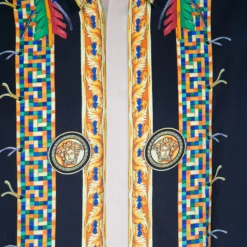 Versace Black Native American Printed Silk Long Sleeve Shirt XXL For Men -Versace Official Website luxury men versace used clothes p135060 004