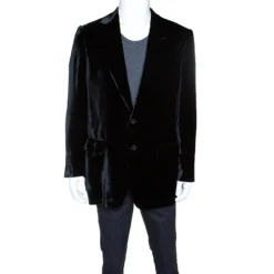 Versace Black Velvet Tailored Blazer XXL For Men