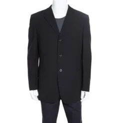 Versace Classic Black Striped Wool Tailored Blazer XL For Men