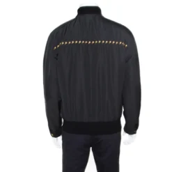 Versace Black Studded Zip Front Bomber Jacket L For Men -Versace Official Website luxury men versace used clothes p166882 003