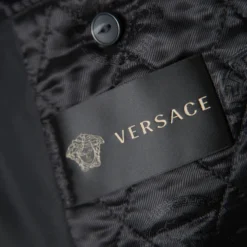 Versace Black Studded Zip Front Bomber Jacket L For Men -Versace Official Website luxury men versace used clothes p166882 004