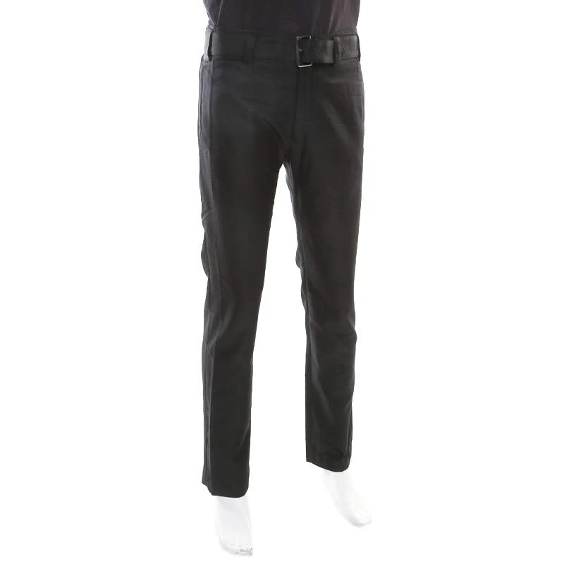 Versace Black Patterned Cloque Silk Wool Tapered Trousers L For Men 2 Versace Black Patterned Cloque Silk Wool Tapered Trousers L For Men - Image 2