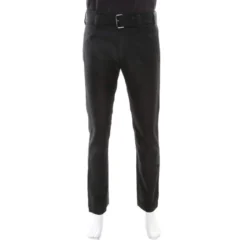 Versace Official Website 28 Versace Black Patterned Cloque Silk Wool Tapered Trousers L For Men